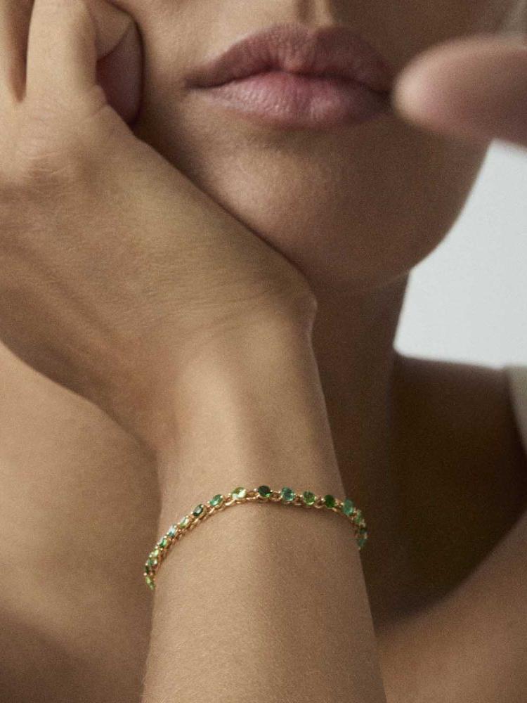 Shuga 3mm green precious gemstone tennis bracelet